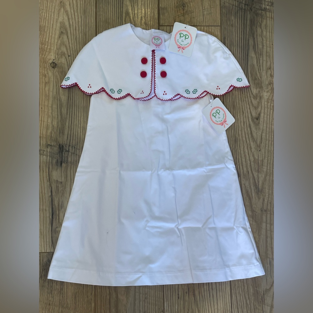Posh Pickle Size 6 White Dress with detachable Holiday Cape